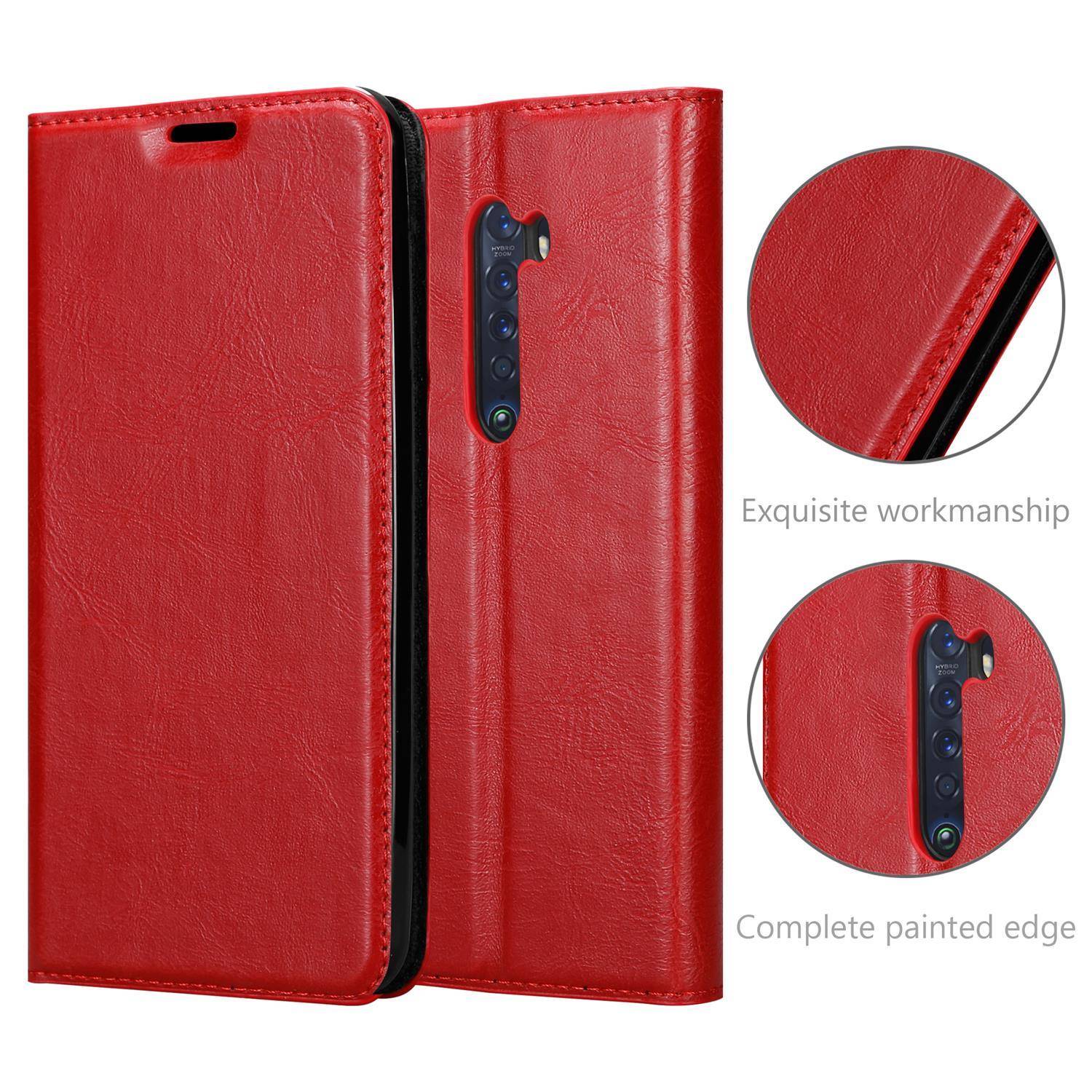 Cadorabo Hülle für Oppo Reno2 Schutz Hülle in Rot Handyhülle Etui Case Cover Magnetverschluss