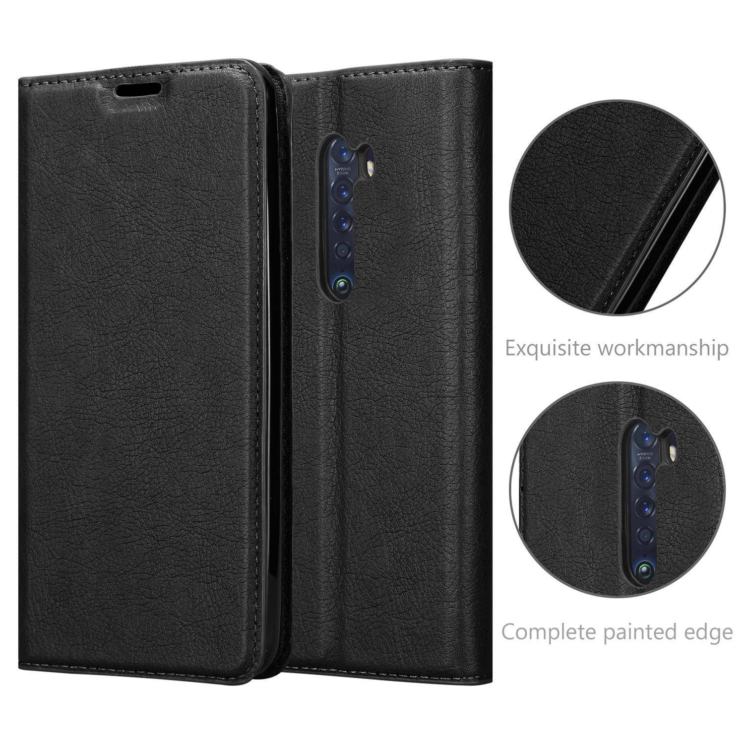 Cadorabo Hülle für Oppo Reno2 Z Schutz Hülle in Schwarz Handyhülle Etui Case Cover Magnetverschluss