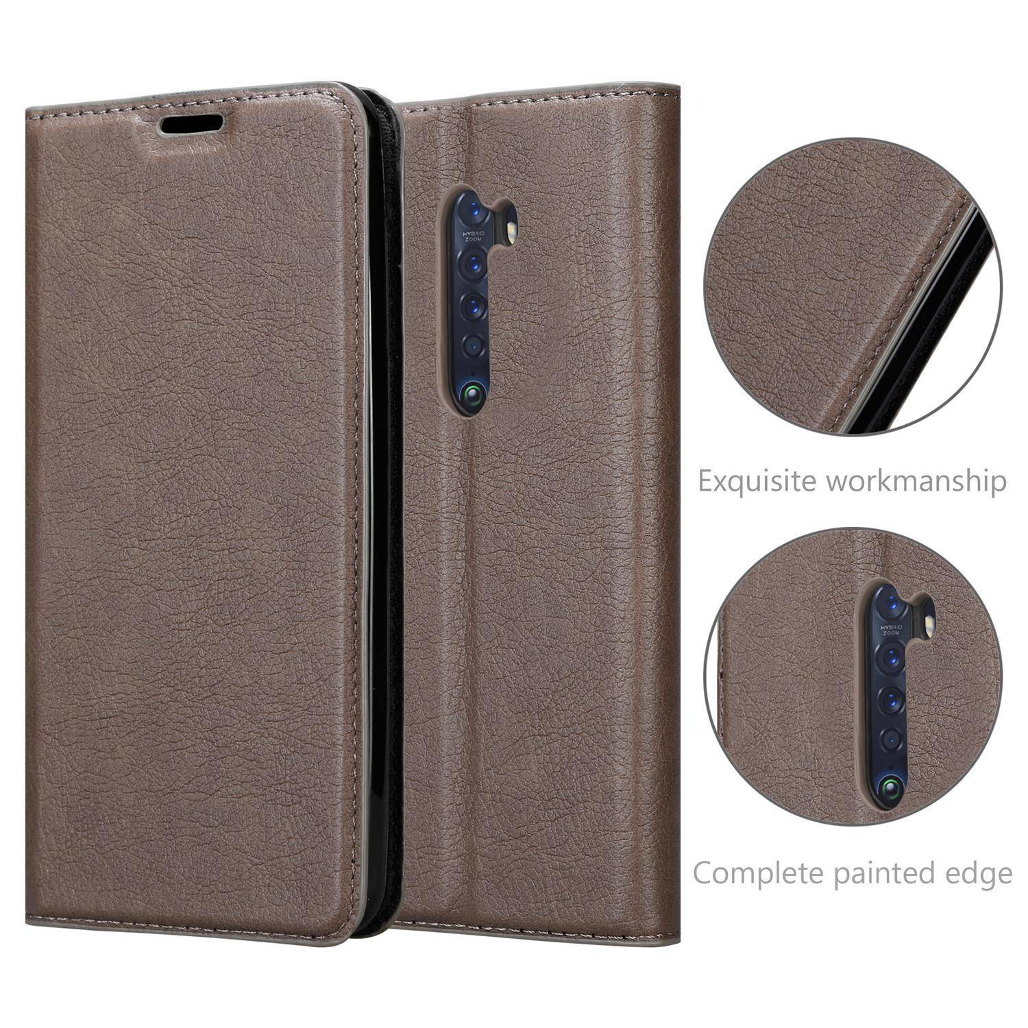 Cadorabo Hülle für Oppo Reno2 Z Schutz Hülle in Braun Handyhülle Etui Case Cover Magnetverschluss
