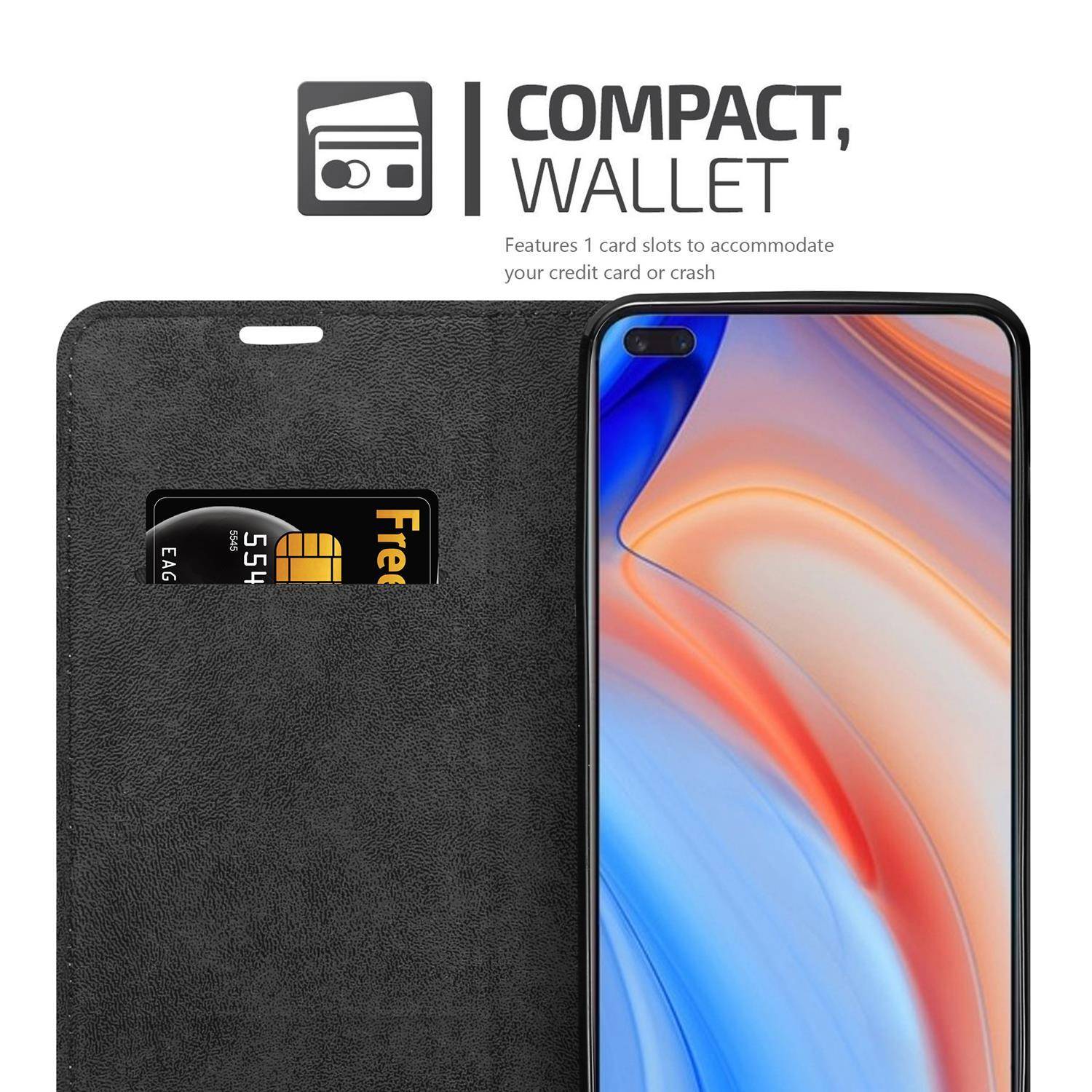 Cadorabo Hülle für Oppo Reno4 Schutz Hülle in Schwarz Handyhülle Etui Case Cover Magnetverschluss