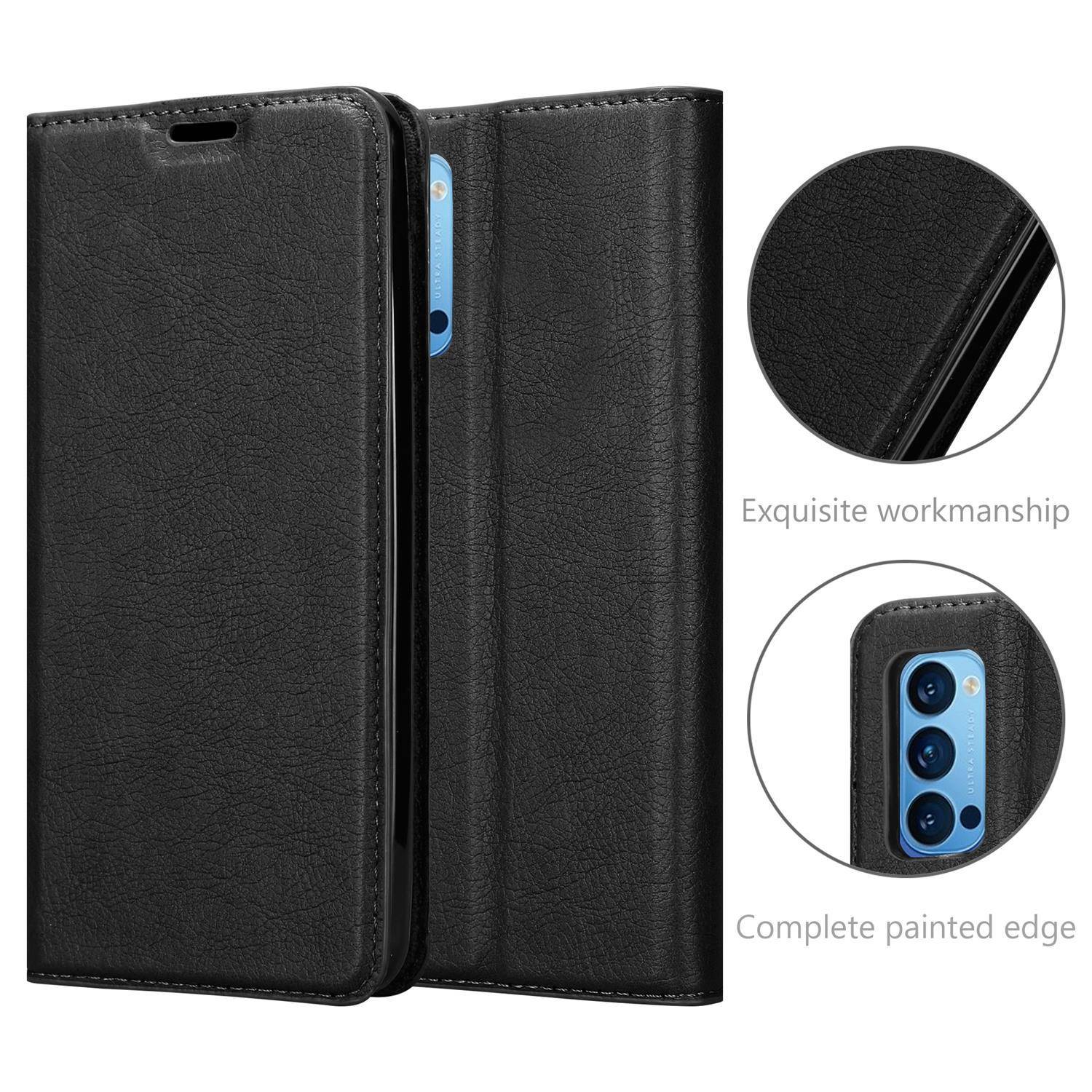 Cadorabo Hülle für Oppo Reno4 Schutz Hülle in Schwarz Handyhülle Etui Case Cover Magnetverschluss