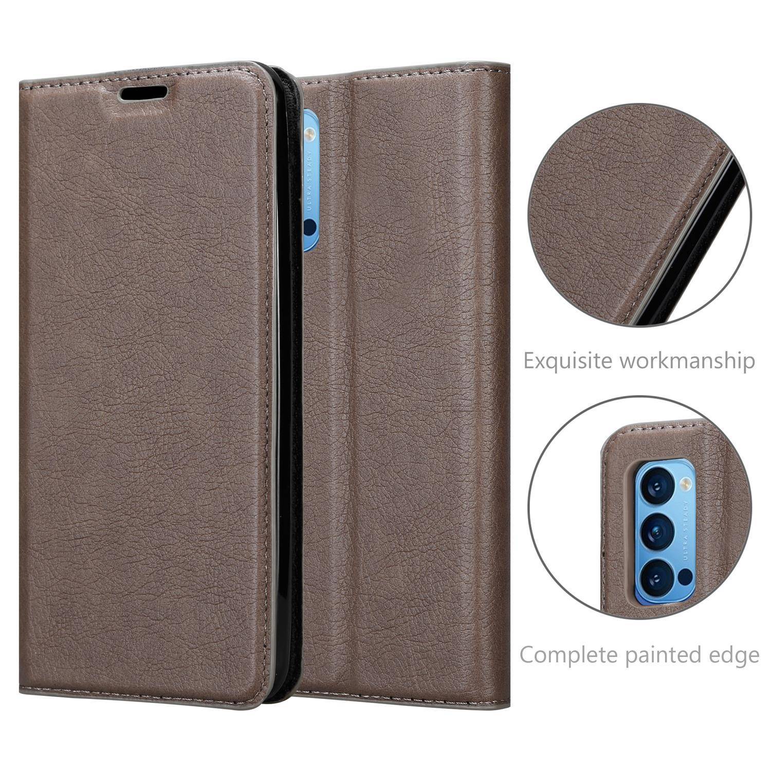 Cadorabo Hülle für Oppo Reno4 Schutz Hülle in Braun Handyhülle Etui Case Cover Magnetverschluss