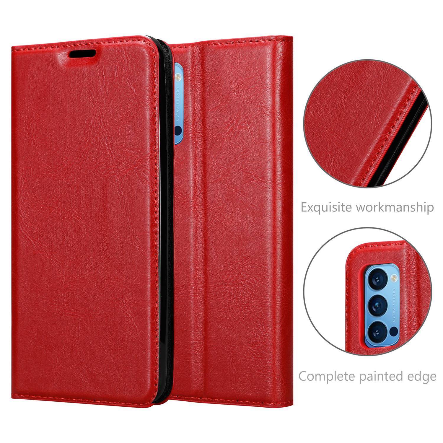 Cadorabo Hülle für Oppo Reno4 PRO Schutz Hülle in Rot Handyhülle Etui Case Cover Magnetverschluss