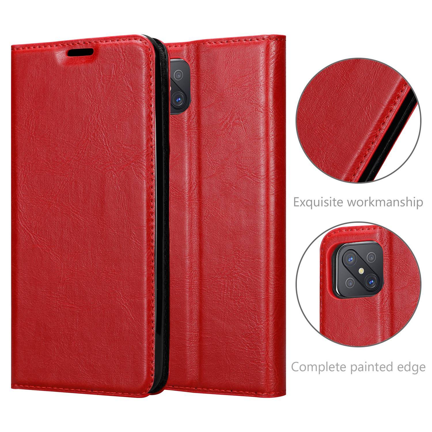 Cadorabo Hülle für Oppo Reno4 Z Schutz Hülle in Rot Handyhülle Etui Case Cover Magnetverschluss