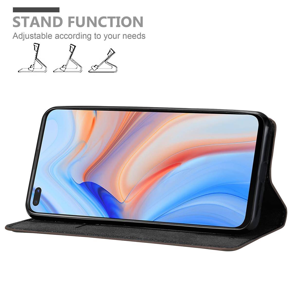 Cadorabo Hülle für Oppo Reno4 Z Schutz Hülle in Braun Handyhülle Etui Case Cover Magnetverschluss