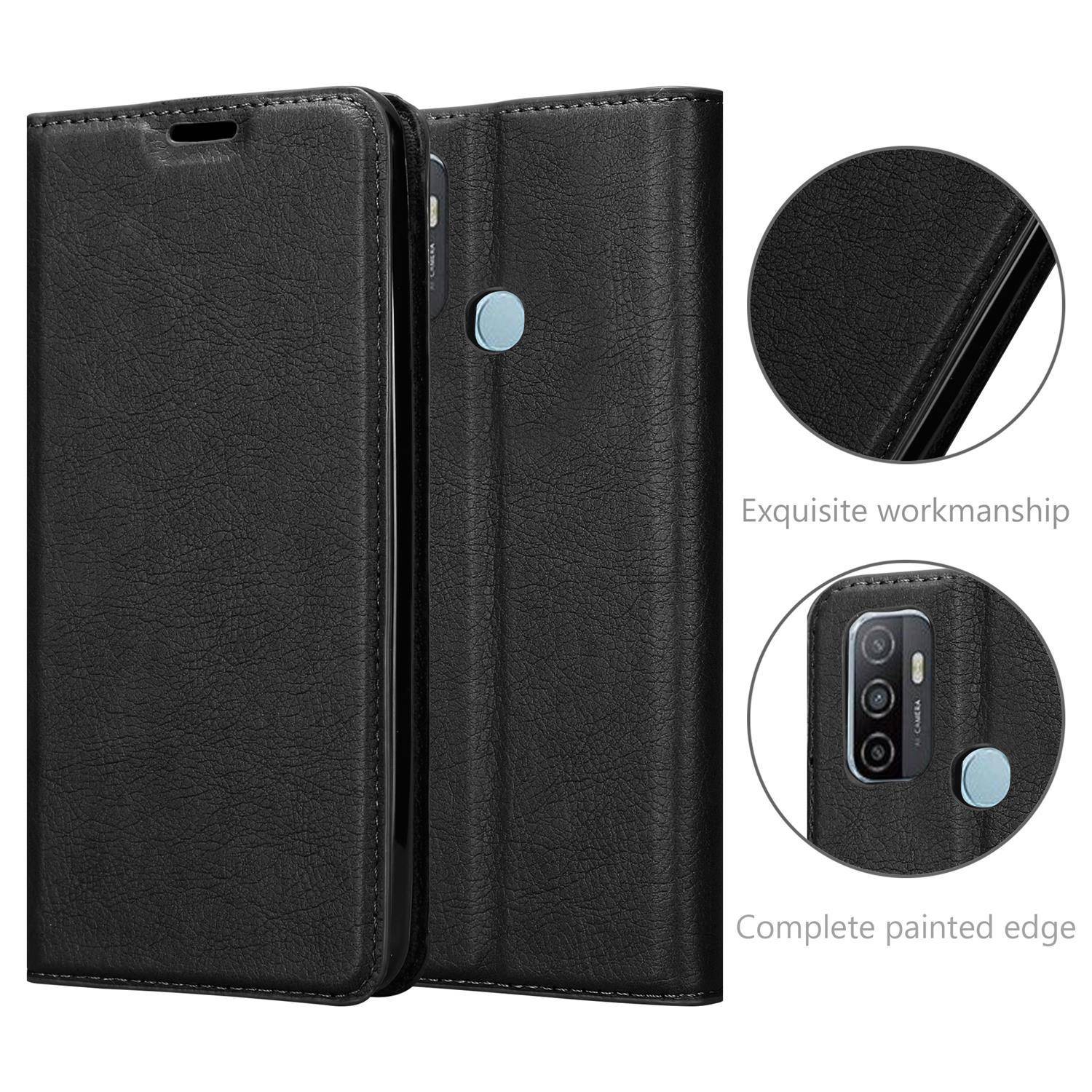 Cadorabo Hülle für Oppo A53 Schutz Hülle in Schwarz Handyhülle Etui Case Cover Magnetverschluss