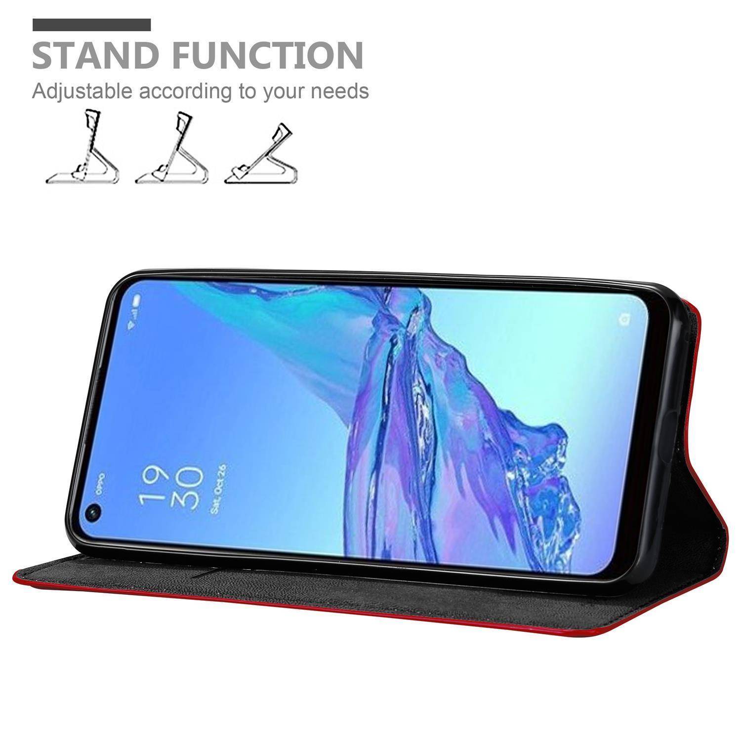 Cadorabo Hülle für Oppo A53 Schutz Hülle in Rot Handyhülle Etui Case Cover Magnetverschluss