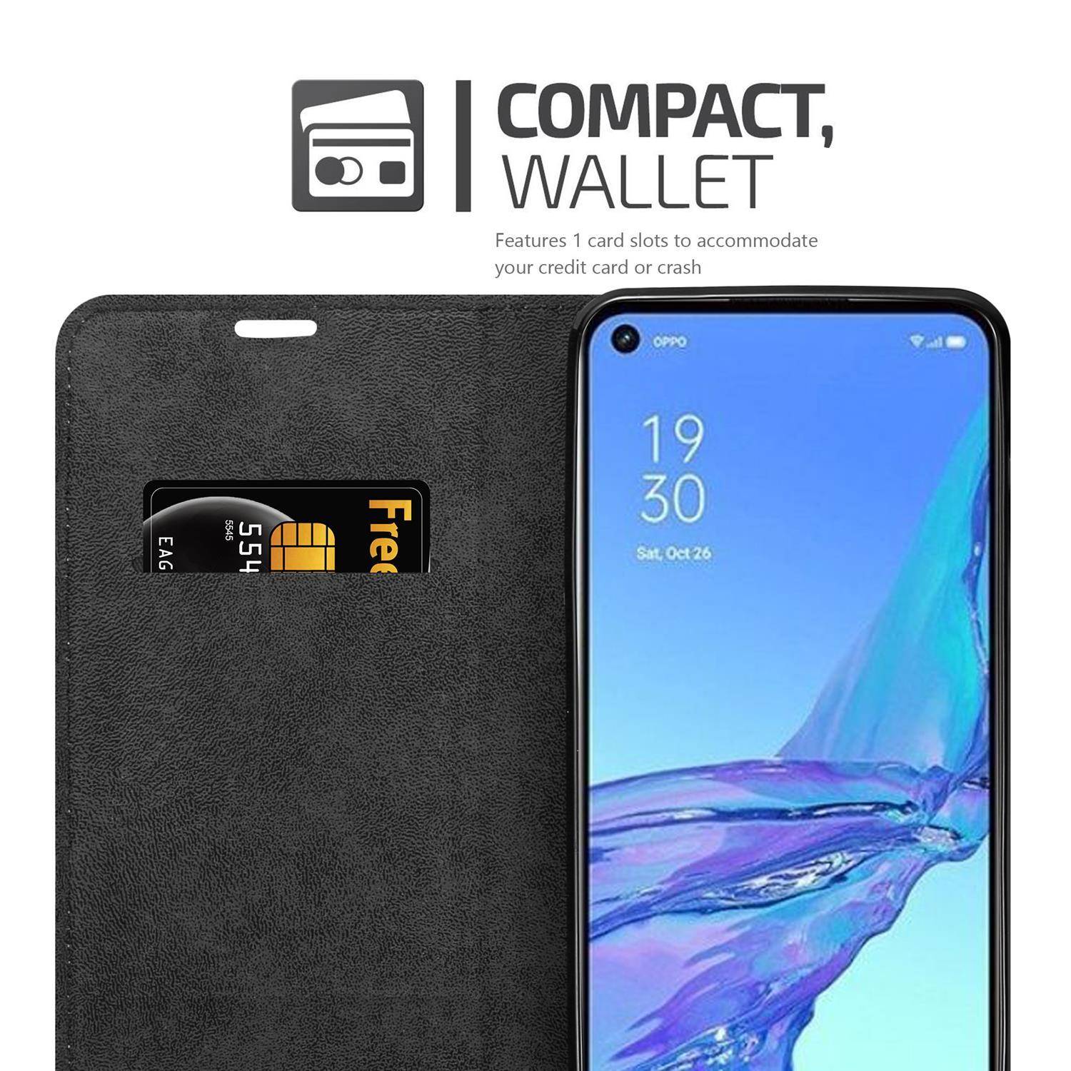 Cadorabo Hülle für Oppo A53 Schutz Hülle in Rot Handyhülle Etui Case Cover Magnetverschluss