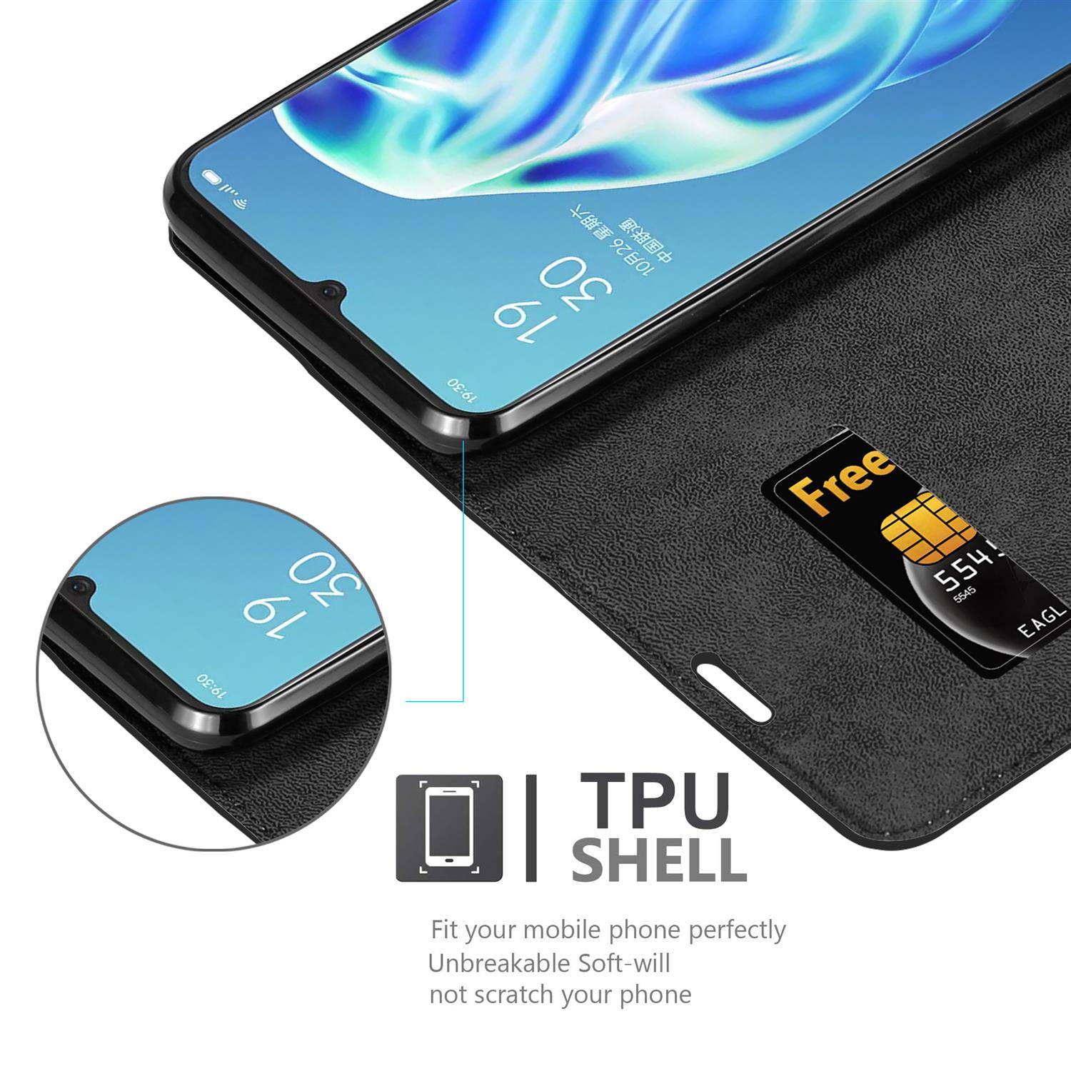 Cadorabo Hülle für Oppo A91 Schutz Hülle in Schwarz Handyhülle Etui Case Cover Magnetverschluss