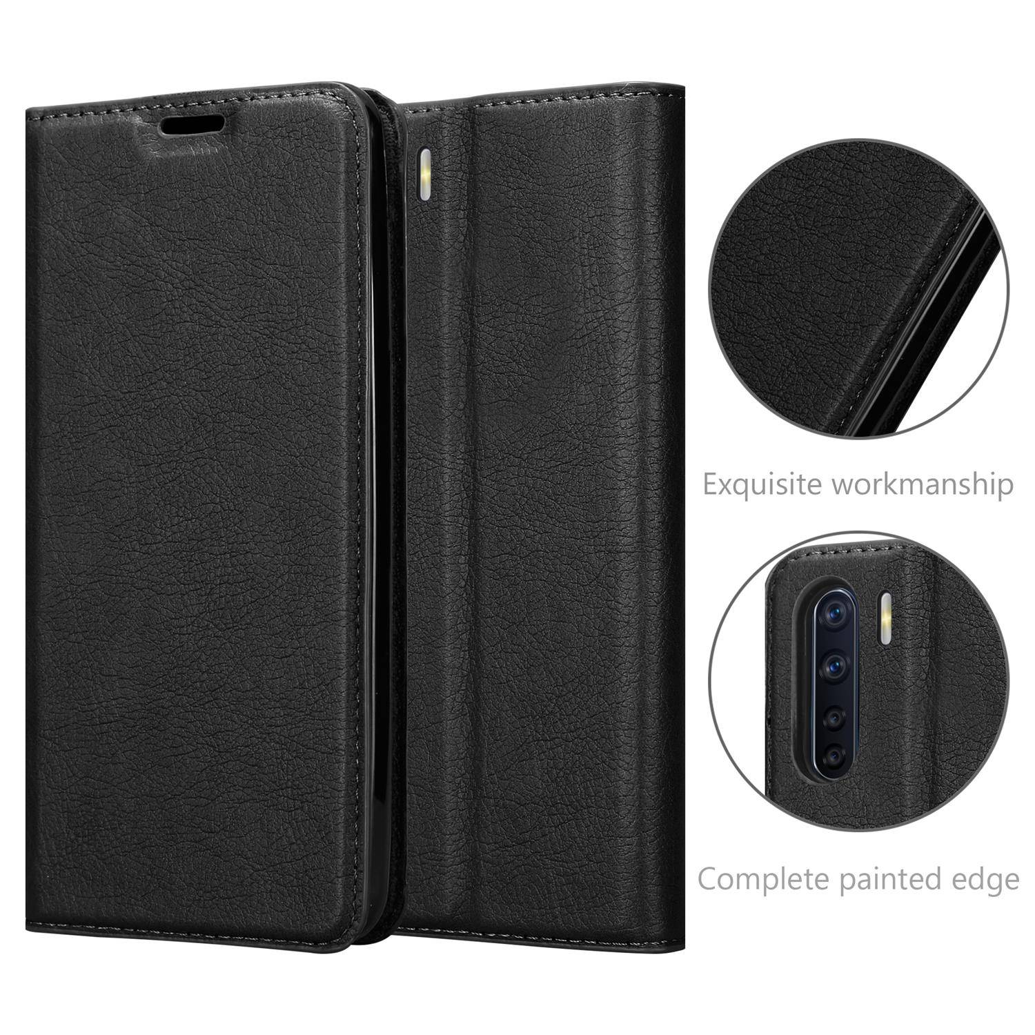 Cadorabo Hülle für Oppo A91 Schutz Hülle in Schwarz Handyhülle Etui Case Cover Magnetverschluss