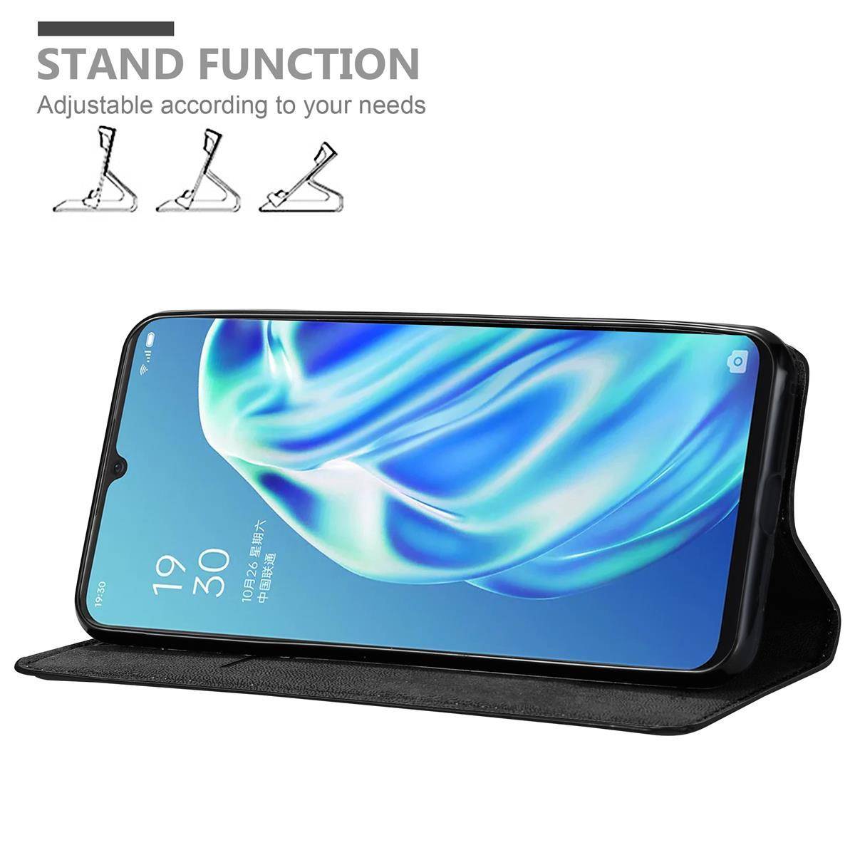 Cadorabo Hülle für Oppo A91 Schutz Hülle in Schwarz Handyhülle Etui Case Cover Magnetverschluss