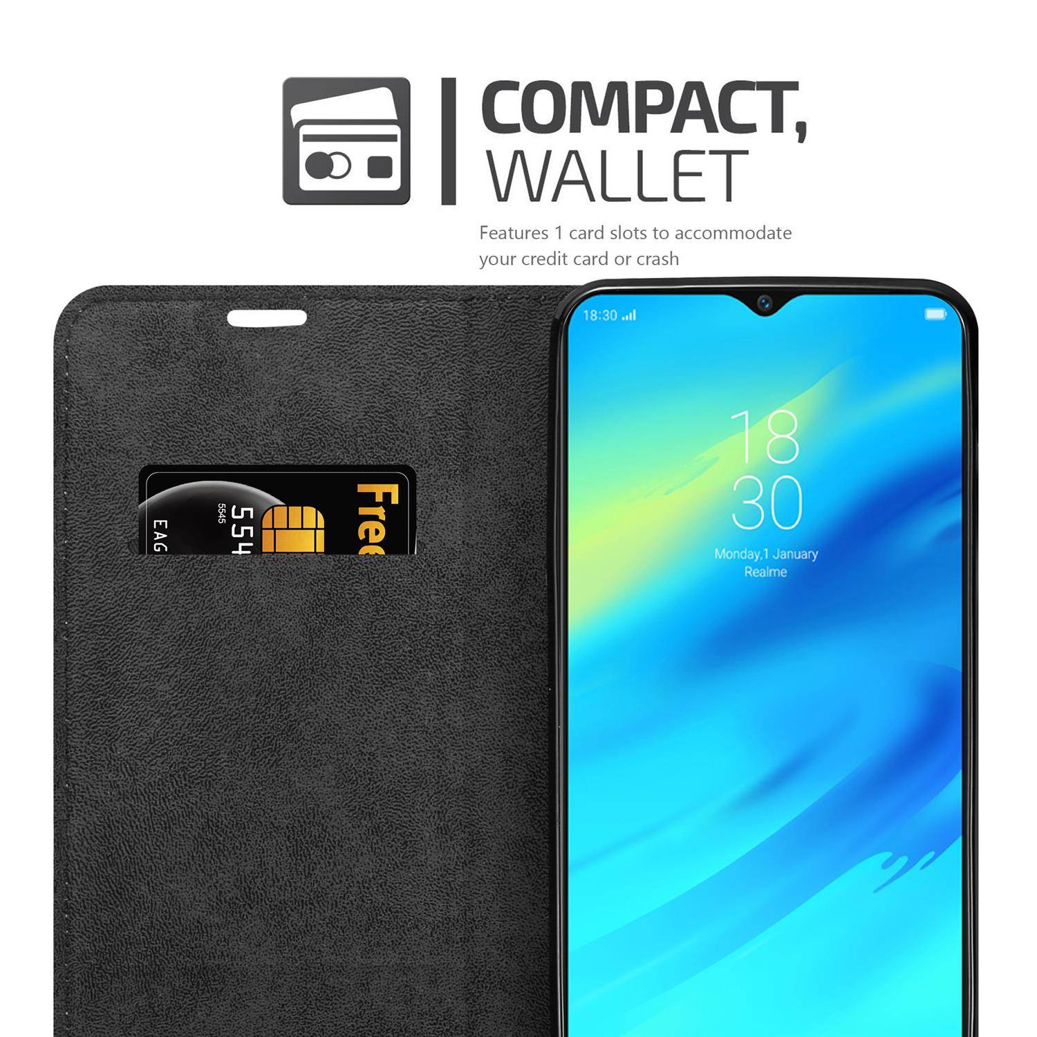 Cadorabo Hülle für Oppo Realme 7 PRO Schutz Hülle in Braun Handyhülle Etui Case Cover Magnetverschluss