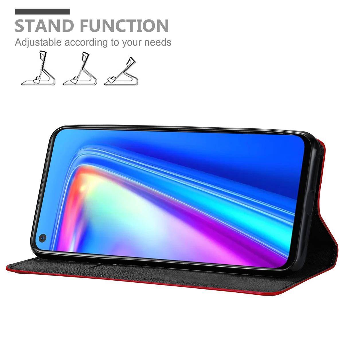 Cadorabo Hülle für Oppo Realme 7 Schutz Hülle in Rot Handyhülle Etui Case Cover Magnetverschluss