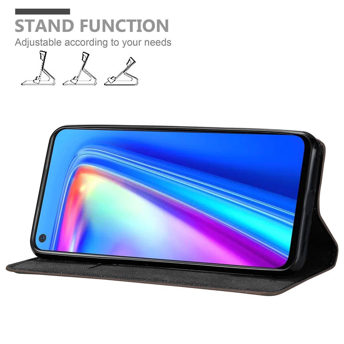 Cadorabo Hülle für Oppo Realme 7 Schutz Hülle in Braun Handyhülle Etui Case Cover Magnetverschluss