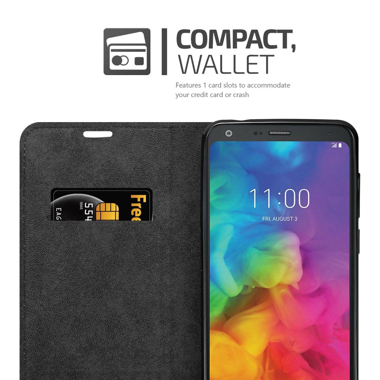 Cadorabo Hülle für LG Q9 Schutz Hülle in Rot Handyhülle Etui Case Cover Magnetverschluss