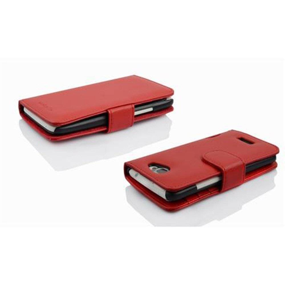 Cadorabo Handy Hülle für HTC ONE X / X+ Hülle in INFERNO ROT , Schutzhülle Tasche case cover mit 3 Kartenfächern Magnetverschluss