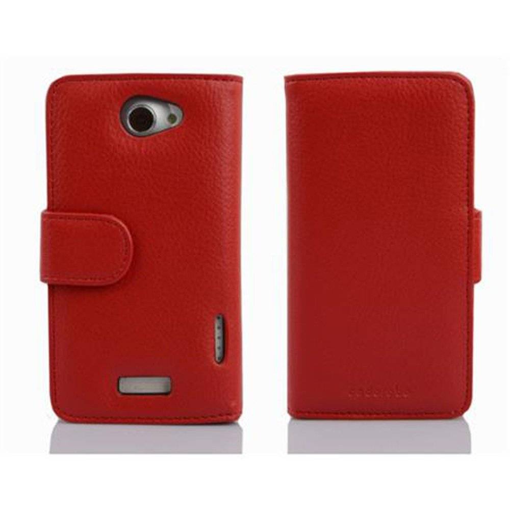 Cadorabo Handy Hülle für HTC ONE X / X+ Hülle in INFERNO ROT , Schutzhülle Tasche case cover mit 3 Kartenfächern Magnetverschluss