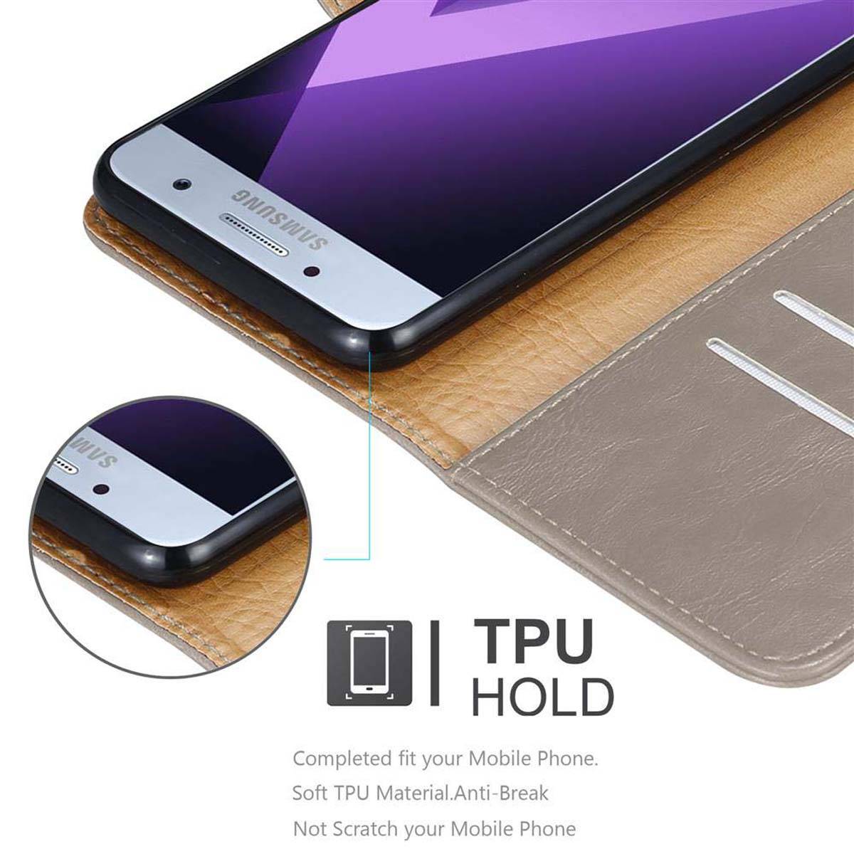 Cadorabo Hülle für Samsung Galaxy A7 2017 Schutzhülle in Braun Handyhülle Book Tasche Case Etui Luxury