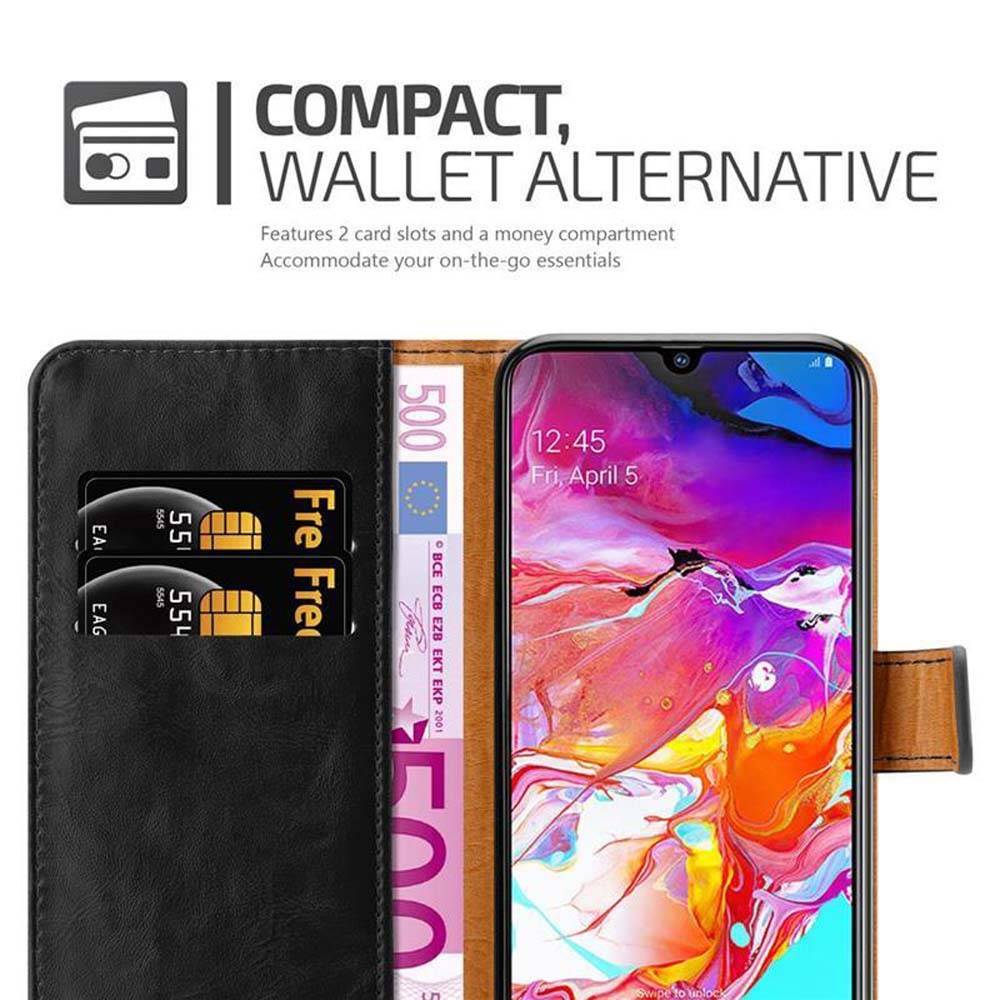 Cadorabo Hülle für Samsung Galaxy A70 / A70s Schutzhülle in Schwarz Handyhülle Book Tasche Case Etui Luxury