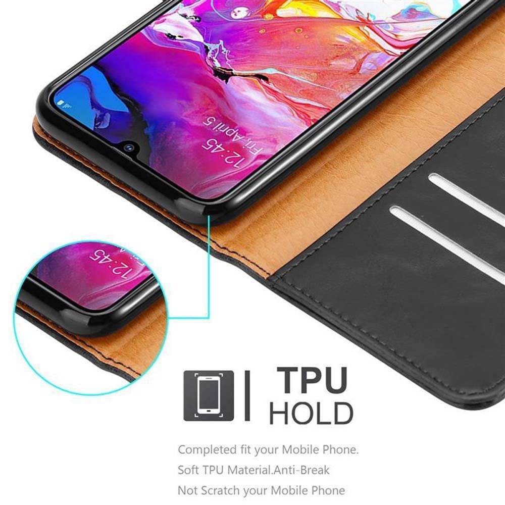 Cadorabo Hülle für Samsung Galaxy A70 / A70s Schutzhülle in Schwarz Handyhülle Book Tasche Case Etui Luxury