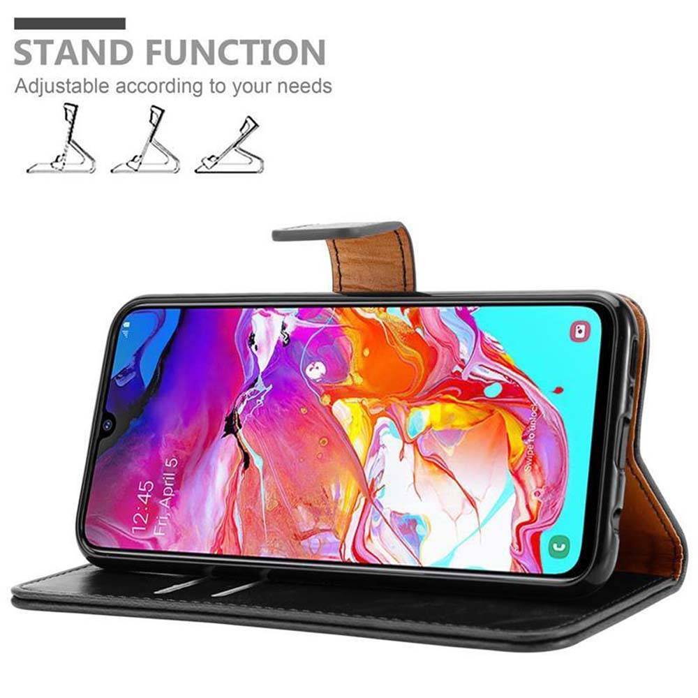 Cadorabo Hülle für Samsung Galaxy A70 / A70s Schutzhülle in Schwarz Handyhülle Book Tasche Case Etui Luxury
