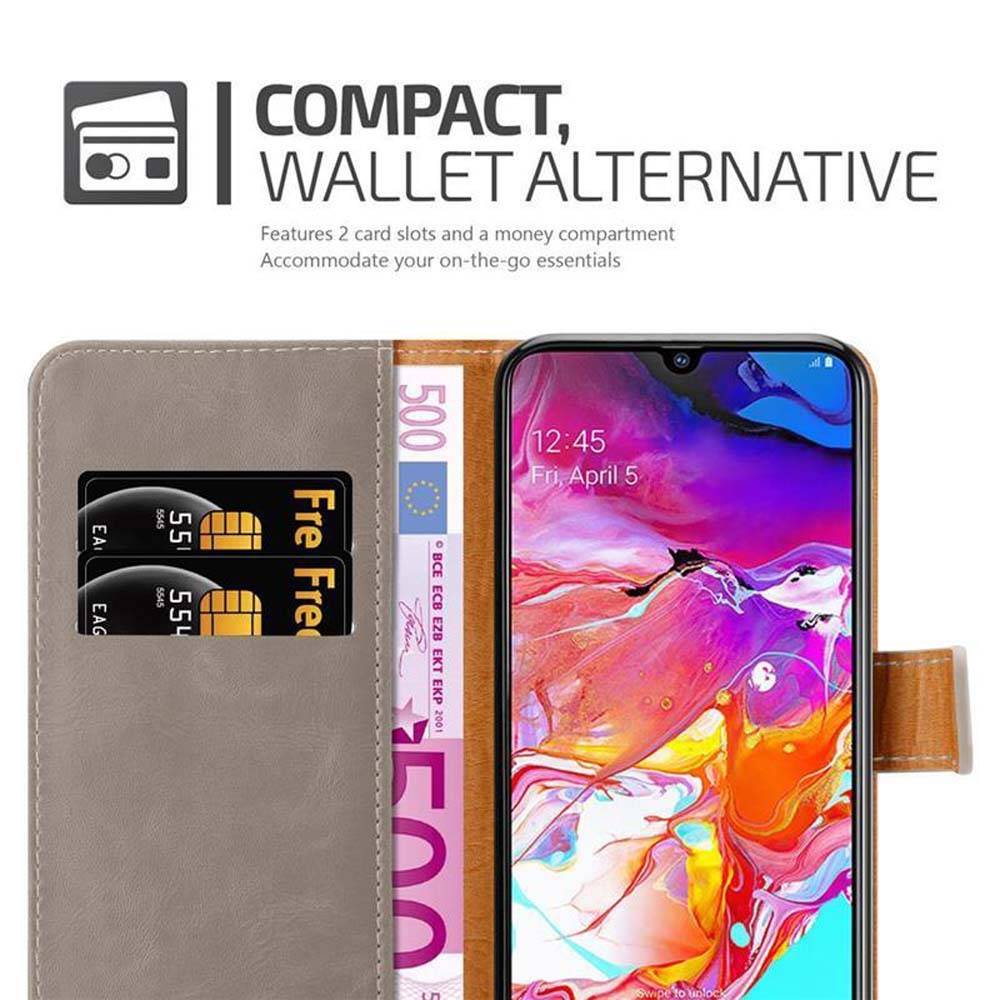 Cadorabo Hülle für Samsung Galaxy A70 / A70s Schutzhülle in Braun Handyhülle Book Tasche Case Etui Luxury