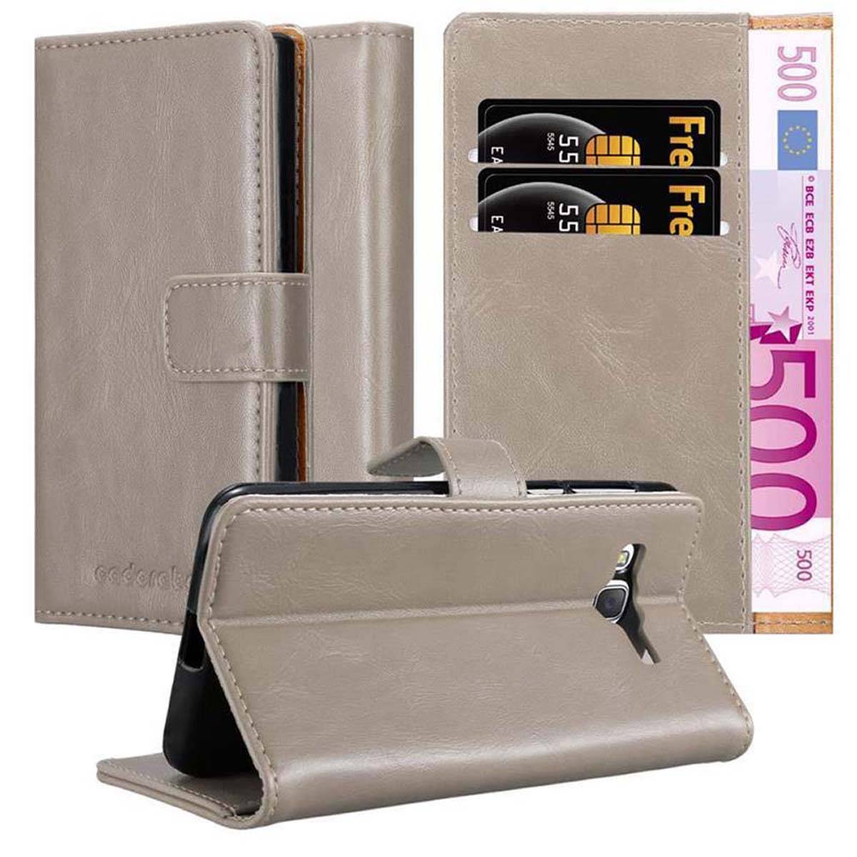 Cadorabo Hülle für Samsung Galaxy J7 2015 Schutzhülle in Braun Handyhülle Book Tasche Case Etui Luxury