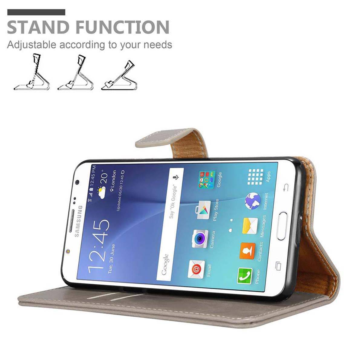 Cadorabo Hülle für Samsung Galaxy J7 2015 Schutzhülle in Braun Handyhülle Book Tasche Case Etui Luxury