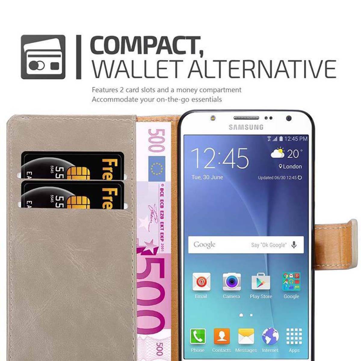 Cadorabo Hülle für Samsung Galaxy J7 2015 Schutzhülle in Braun Handyhülle Book Tasche Case Etui Luxury