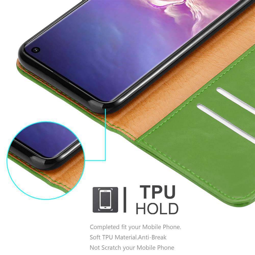 Cadorabo Hülle für Samsung Galaxy S10 4G Schutzhülle in Grün Handyhülle Book Tasche Case Etui Luxury
