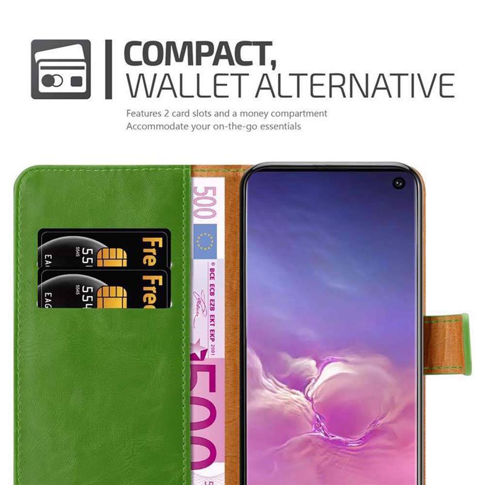 Cadorabo Hülle für Samsung Galaxy S10 4G Schutzhülle in Grün Handyhülle Book Tasche Case Etui Luxury