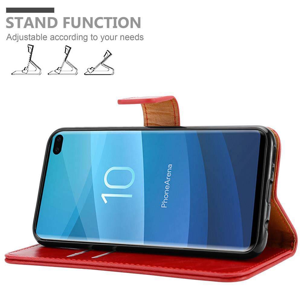 Cadorabo Hülle für Samsung Galaxy S10 PLUS Schutzhülle in Rot Handyhülle Book Tasche Case Etui Luxury