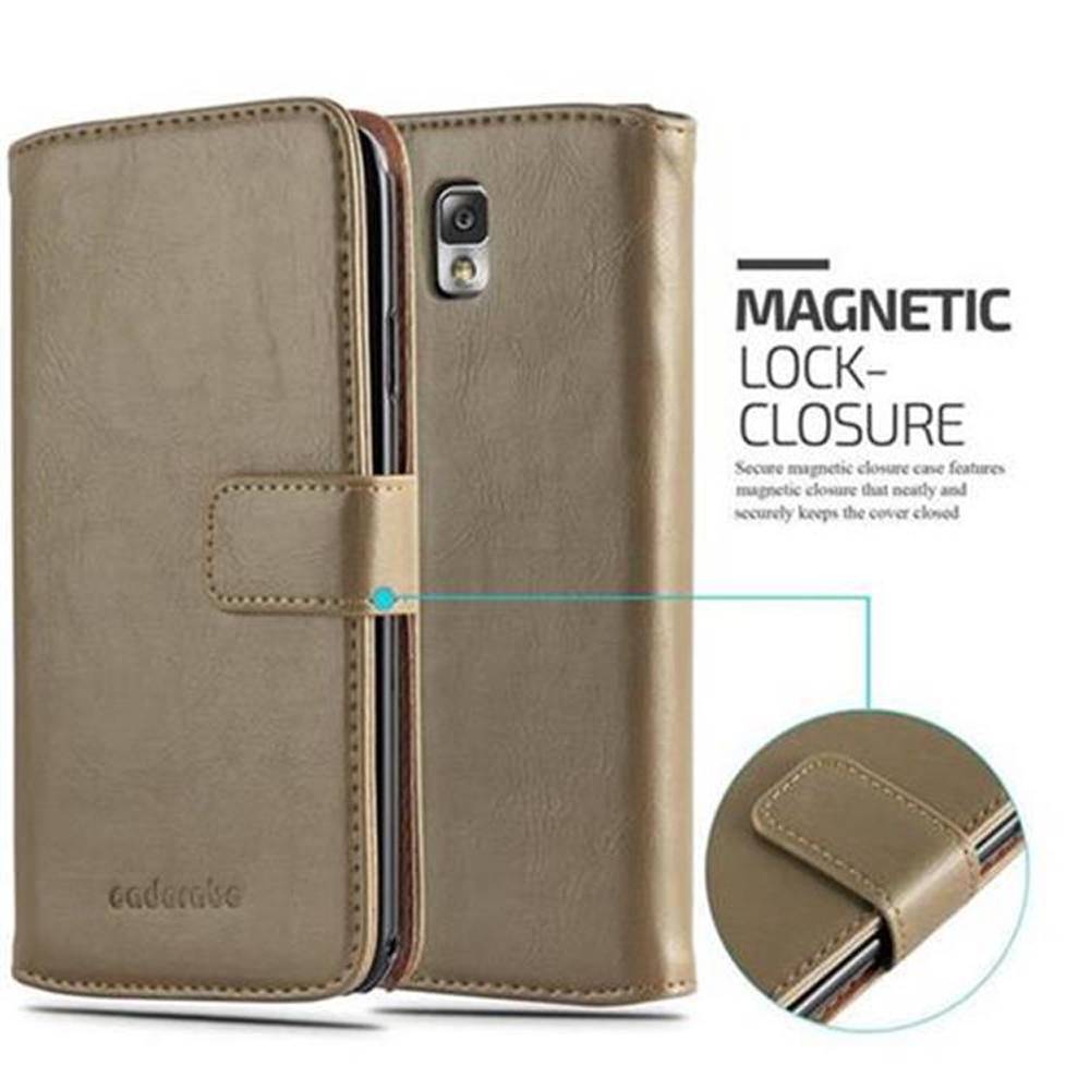 Cadorabo Hülle für Samsung Galaxy NOTE 3 Schutzhülle in Braun Handyhülle Book Tasche Case Etui Luxury
