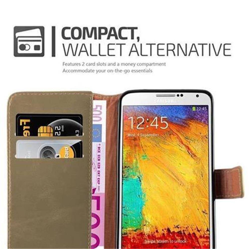 Cadorabo Hülle für Samsung Galaxy NOTE 3 Schutzhülle in Braun Handyhülle Book Tasche Case Etui Luxury