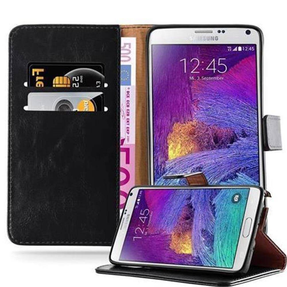 Cadorabo Hülle für Samsung Galaxy NOTE 4 Schutzhülle in Schwarz Handyhülle Book Tasche Case Etui Luxury