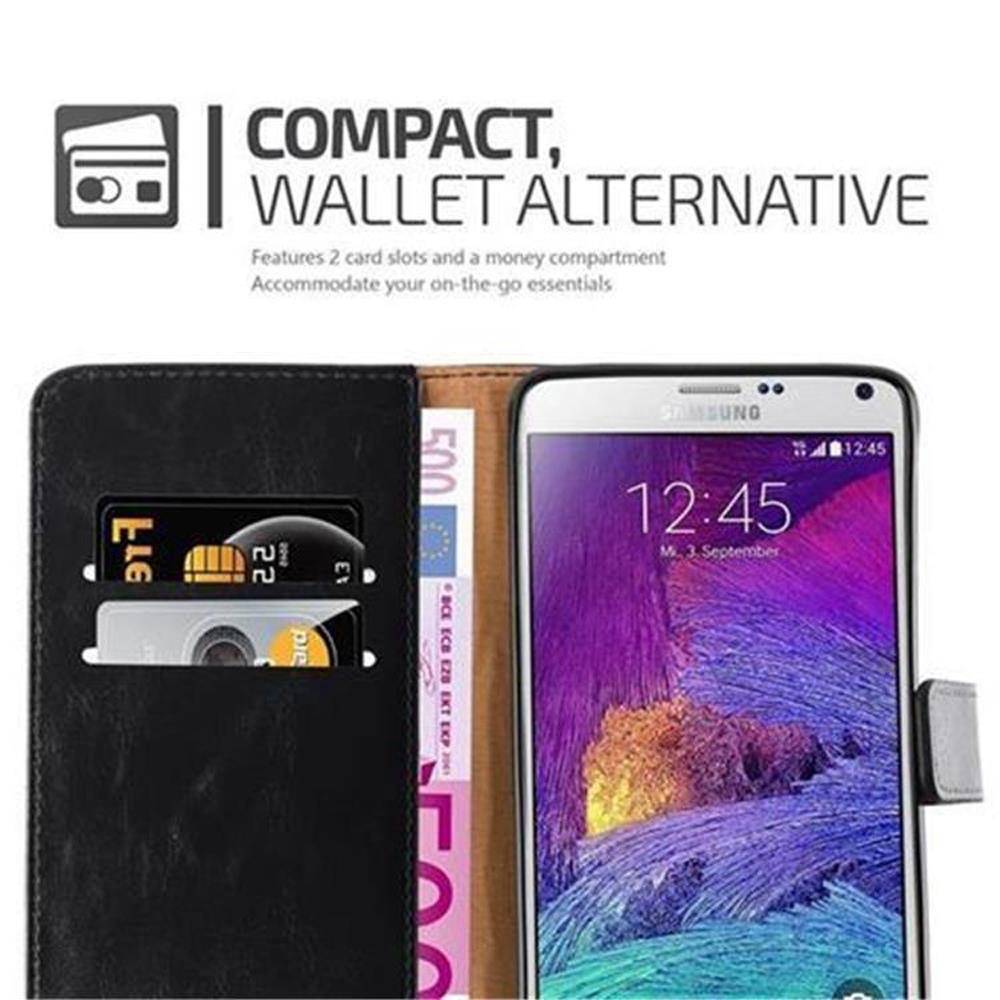 Cadorabo Hülle für Samsung Galaxy NOTE 4 Schutzhülle in Schwarz Handyhülle Book Tasche Case Etui Luxury