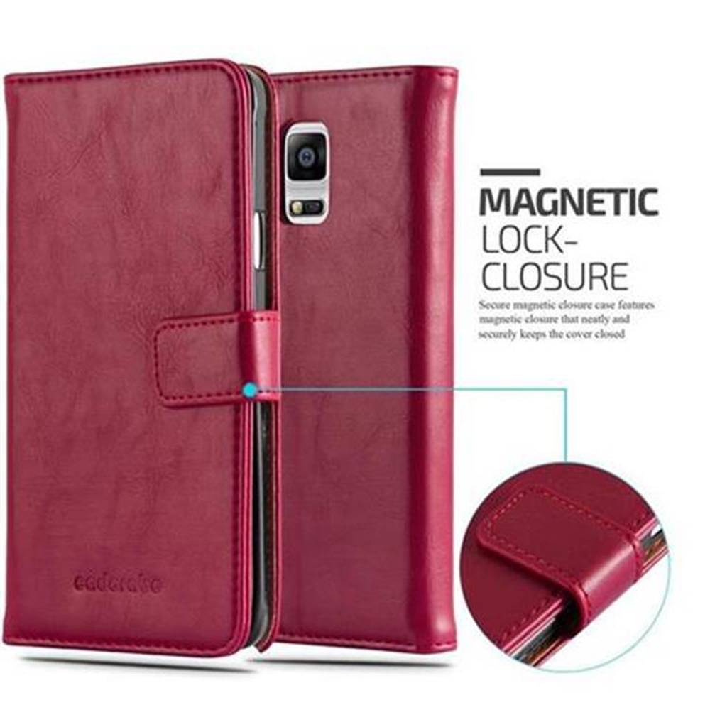Cadorabo Hülle für Samsung Galaxy NOTE 4 Schutzhülle in Rot Handyhülle Book Tasche Case Etui Luxury