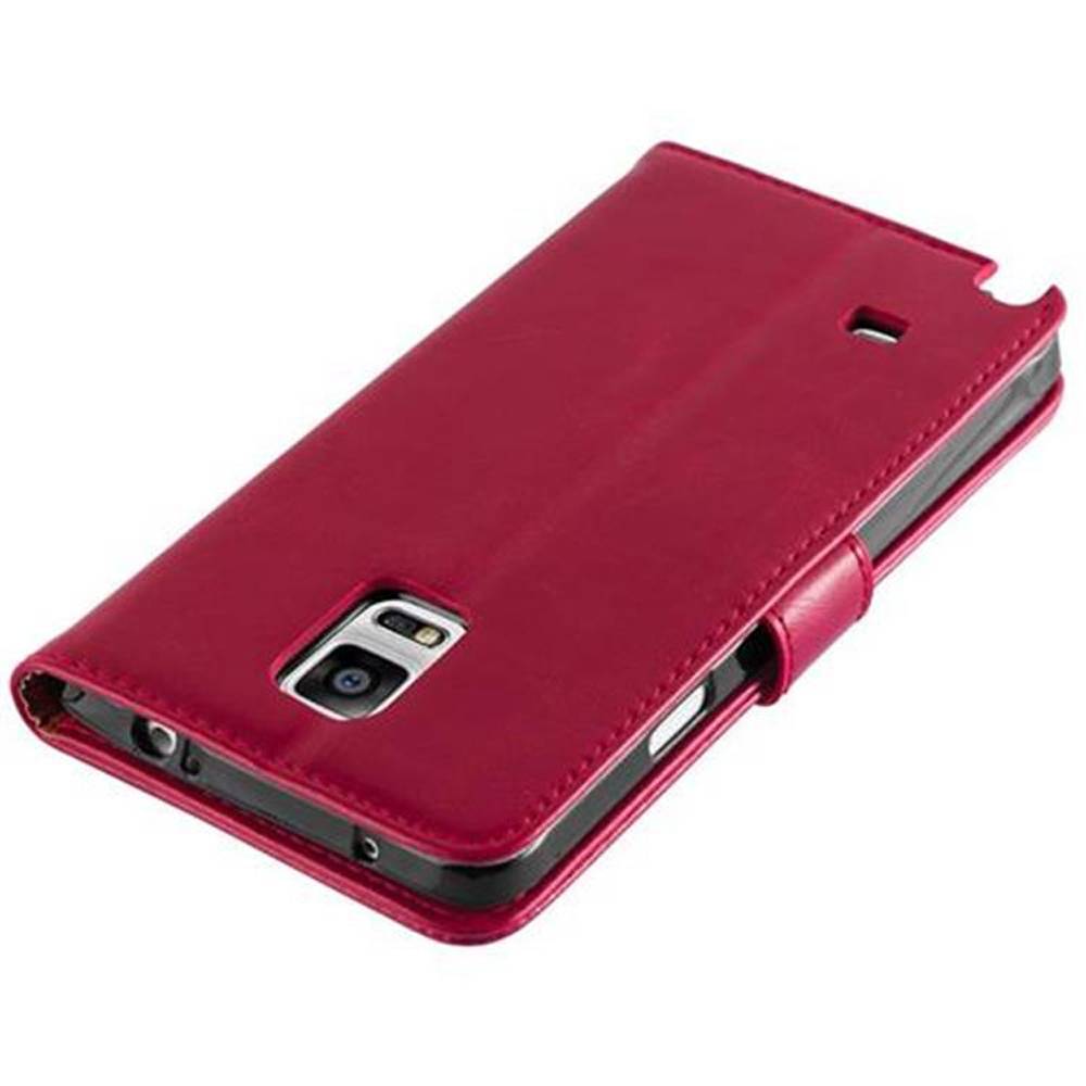 Cadorabo Hülle für Samsung Galaxy NOTE 4 Schutzhülle in Rot Handyhülle Book Tasche Case Etui Luxury