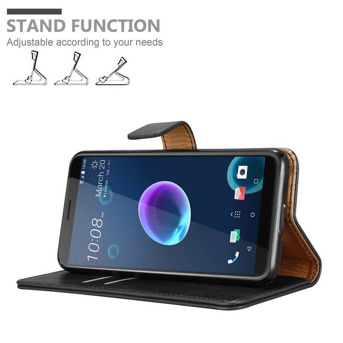 Cadorabo Hülle für HTC Desire 12 Schutzhülle in Schwarz Handyhülle Book Tasche Case Etui Luxury
