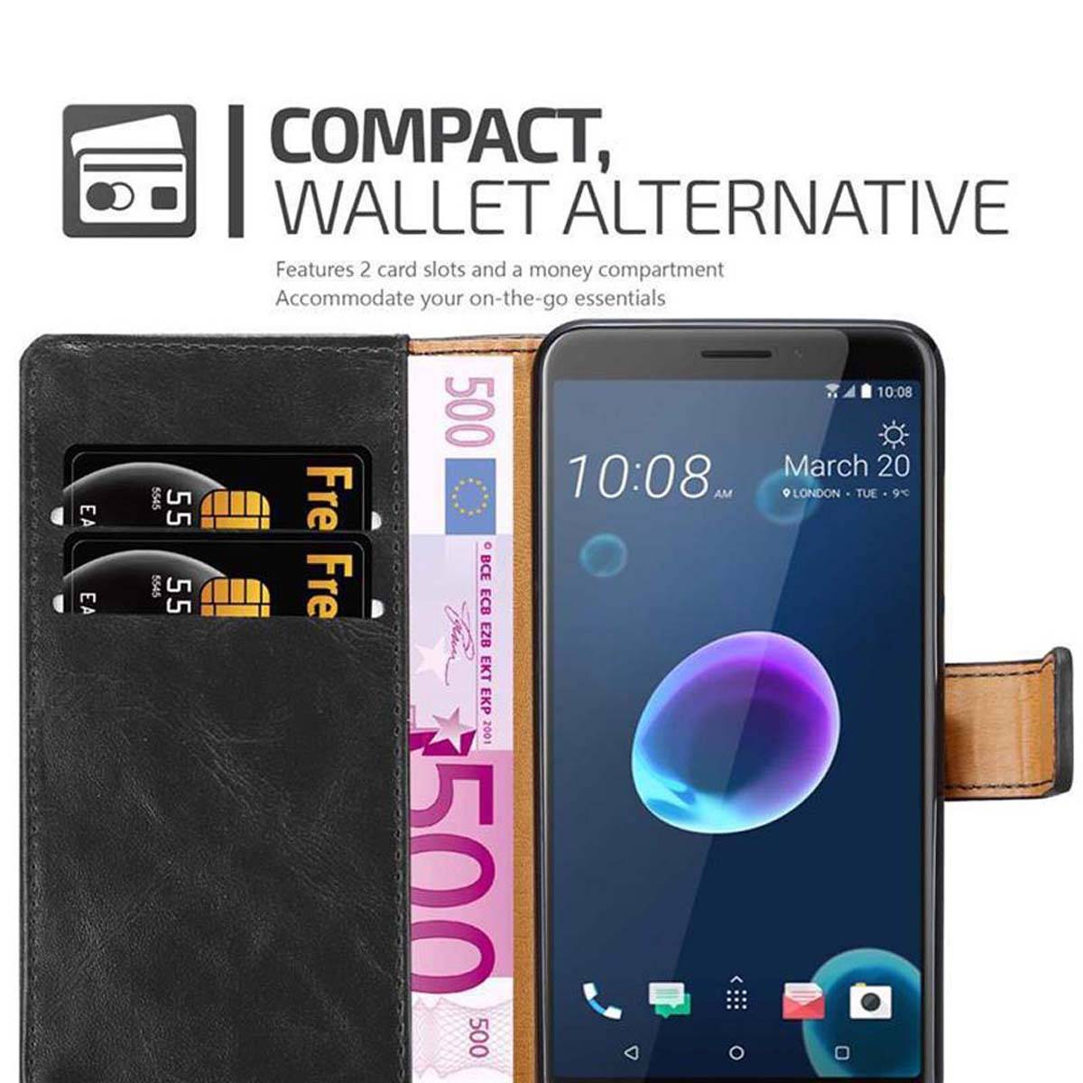 Cadorabo Hülle für HTC Desire 12 Schutzhülle in Schwarz Handyhülle Book Tasche Case Etui Luxury
