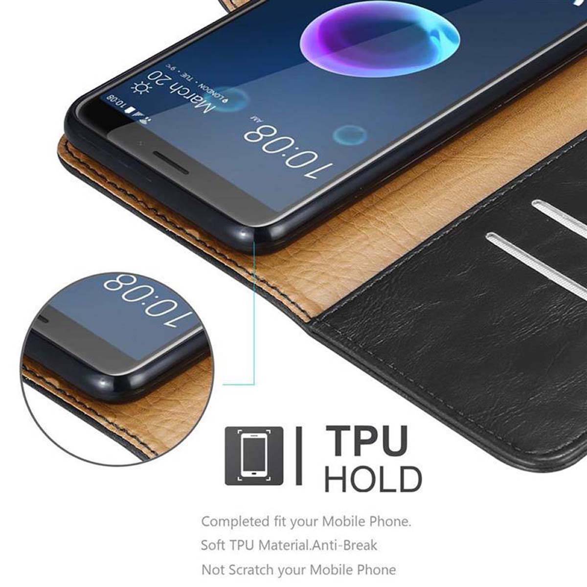 Cadorabo Hülle für HTC Desire 12 Schutzhülle in Schwarz Handyhülle Book Tasche Case Etui Luxury