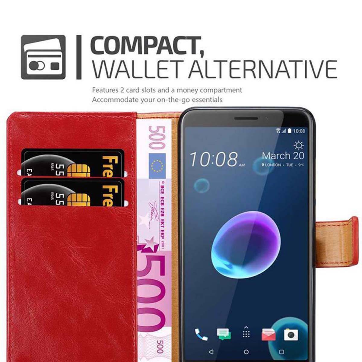 Cadorabo Hülle für HTC Desire 12 Schutzhülle in Rot Handyhülle Book Tasche Case Etui Luxury