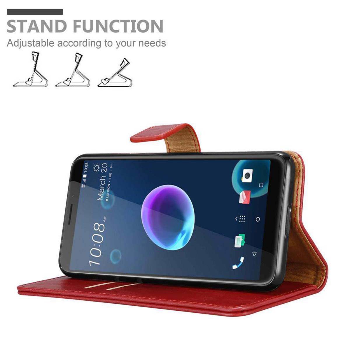 Cadorabo Hülle für HTC Desire 12 Schutzhülle in Rot Handyhülle Book Tasche Case Etui Luxury