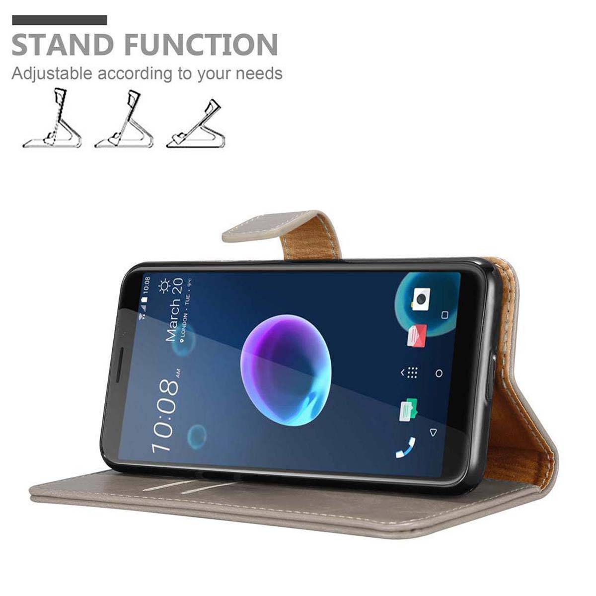 Cadorabo Hülle für HTC Desire 12 Schutzhülle in Braun Handyhülle Book Tasche Case Etui Luxury