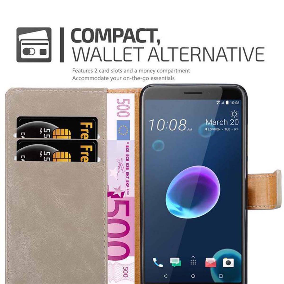 Cadorabo Hülle für HTC Desire 12 Schutzhülle in Braun Handyhülle Book Tasche Case Etui Luxury