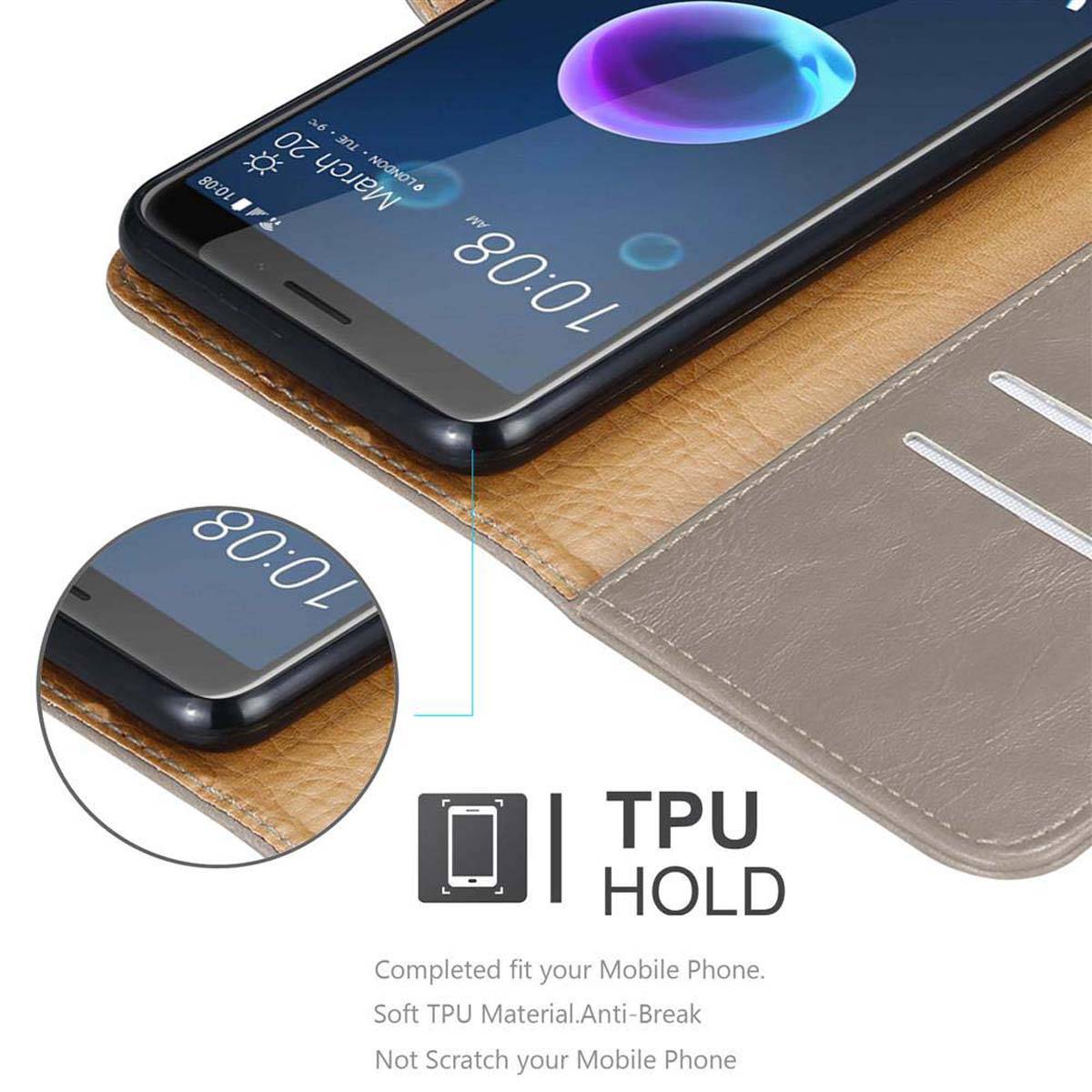 Cadorabo Hülle für HTC Desire 12 Schutzhülle in Braun Handyhülle Book Tasche Case Etui Luxury