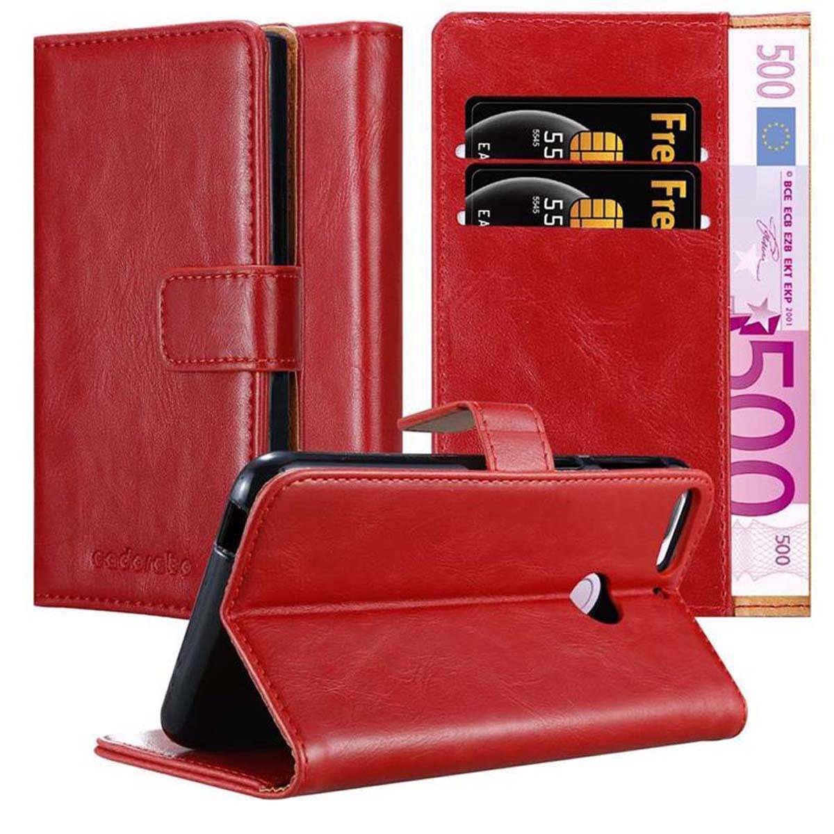 Cadorabo Hülle für HTC Desire 12 PLUS Schutzhülle in Rot Handyhülle Book Tasche Case Etui Luxury