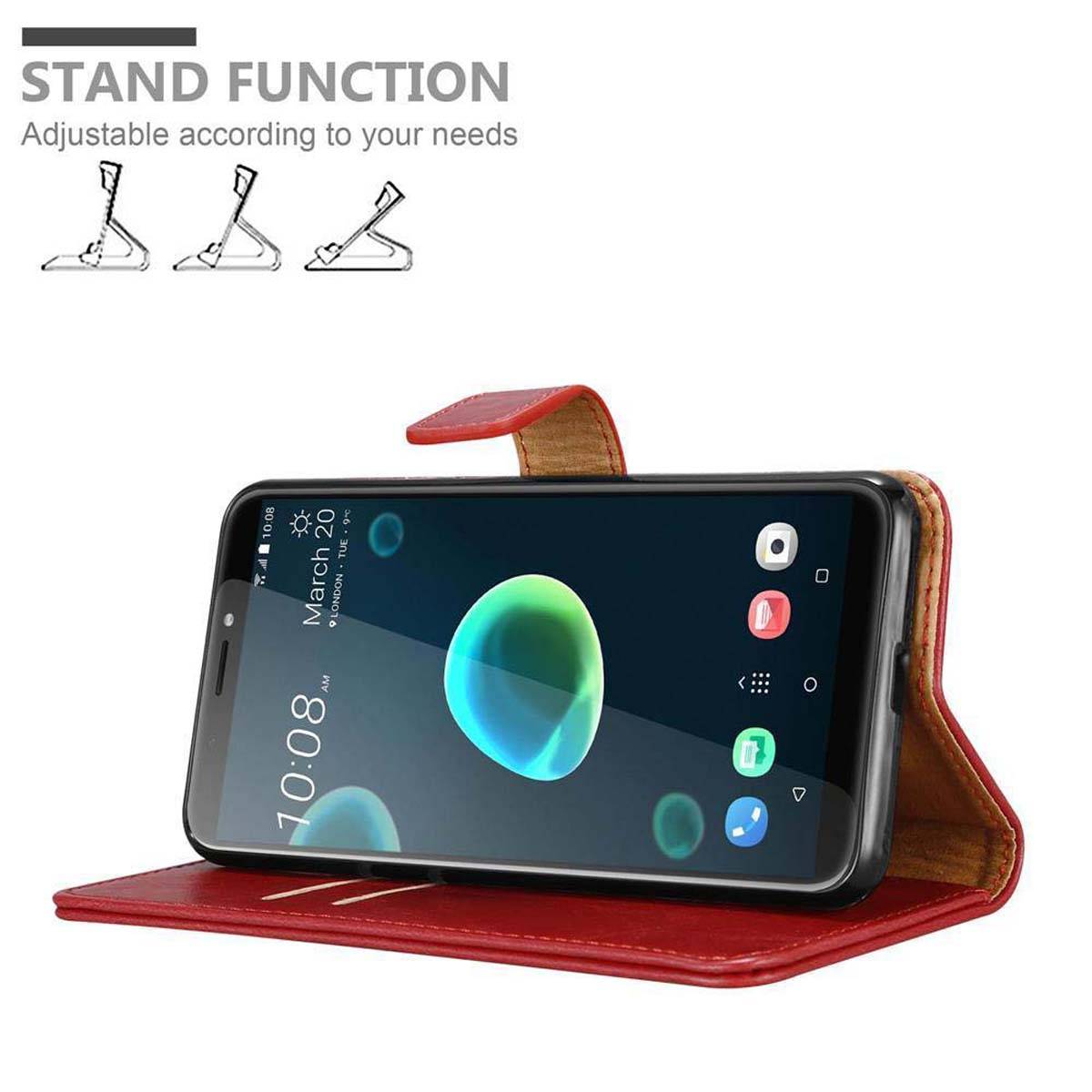 Cadorabo Hülle für HTC Desire 12 PLUS Schutzhülle in Rot Handyhülle Book Tasche Case Etui Luxury