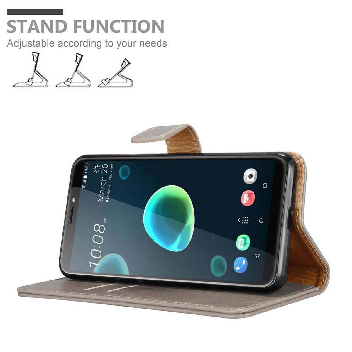 Cadorabo Hülle für HTC Desire 12 PLUS Schutzhülle in Braun Handyhülle Book Tasche Case Etui Luxury