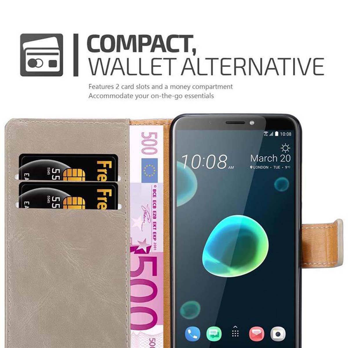Cadorabo Hülle für HTC Desire 12 PLUS Schutzhülle in Braun Handyhülle Book Tasche Case Etui Luxury